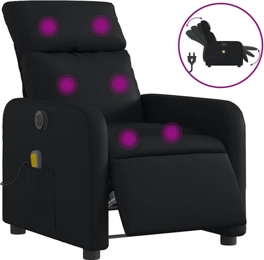 Vida XL Massagestoel verstelbaar elektrisch kunstleer zwart SKU: V3206742 - Foto 2