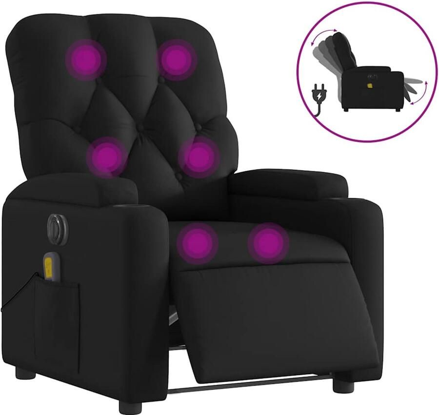 Vida XL vidaXL Massagestoel verstelbaar elektrisch kunstleer zwart-VXL-3204765