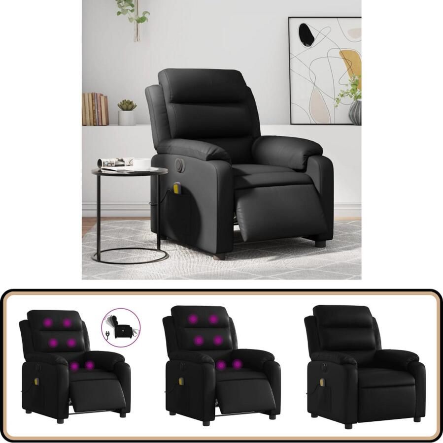 VidaXL Massagestoel Verstelbaar Elektrisch Zwart Massagestoel Elektrische Fauteuil Ergonomische Stoel Lounge Stoel Relaxstoel