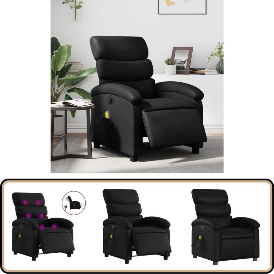 VidaXL Massagestoel Verstelbaar elektrisch Zwart Massagestoel Elektrische Fauteuil Massagebank Ergonomische Stoel Relaxstoel