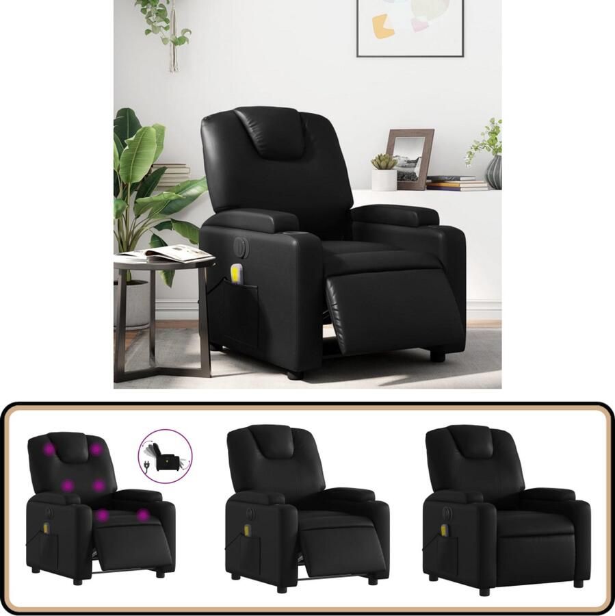VidaXL Massagestoel Verstelbaar Elektrisch Zwart Massagestoel Fauteuils Relaxstoel Elektrisch Verstelbaar Massage