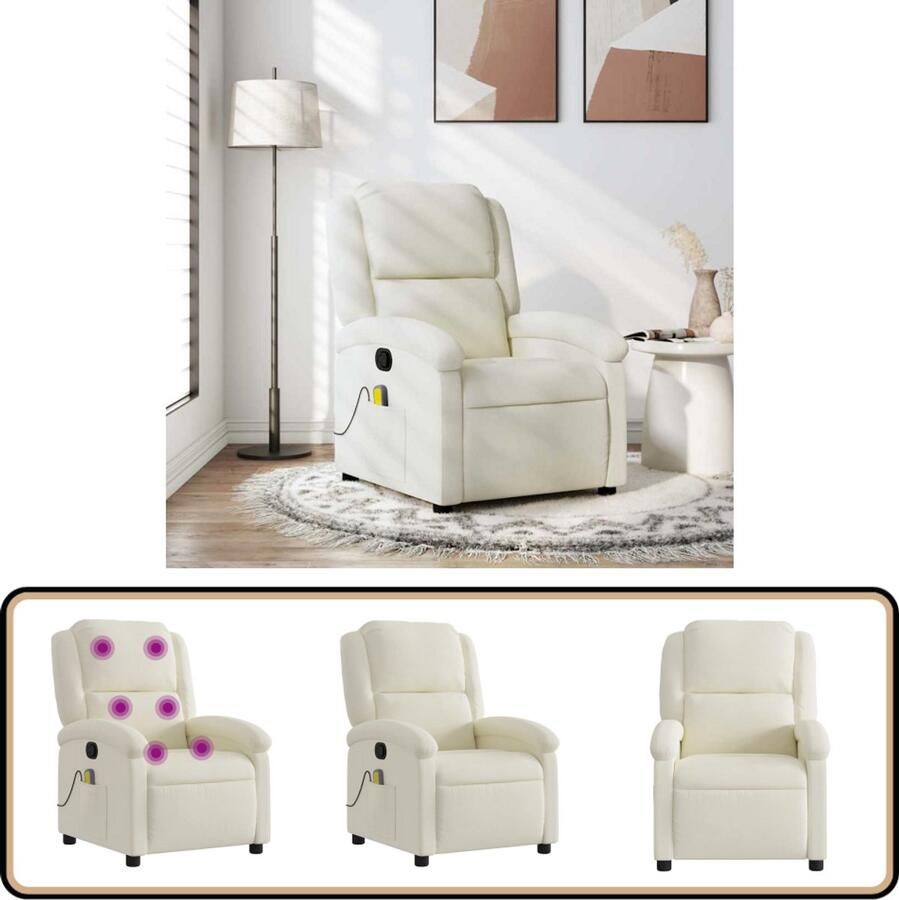 VidaXL Massagestoel verstelbaar fluweel crème Massagestoel Ergonomische Stoel Relaxstoel Lounge Stoel Fluweel Stoel