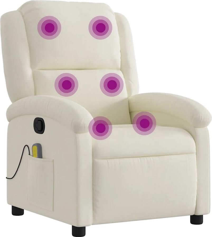 VidaXL Massagestoel verstelbaar fluweel crèmekleurig