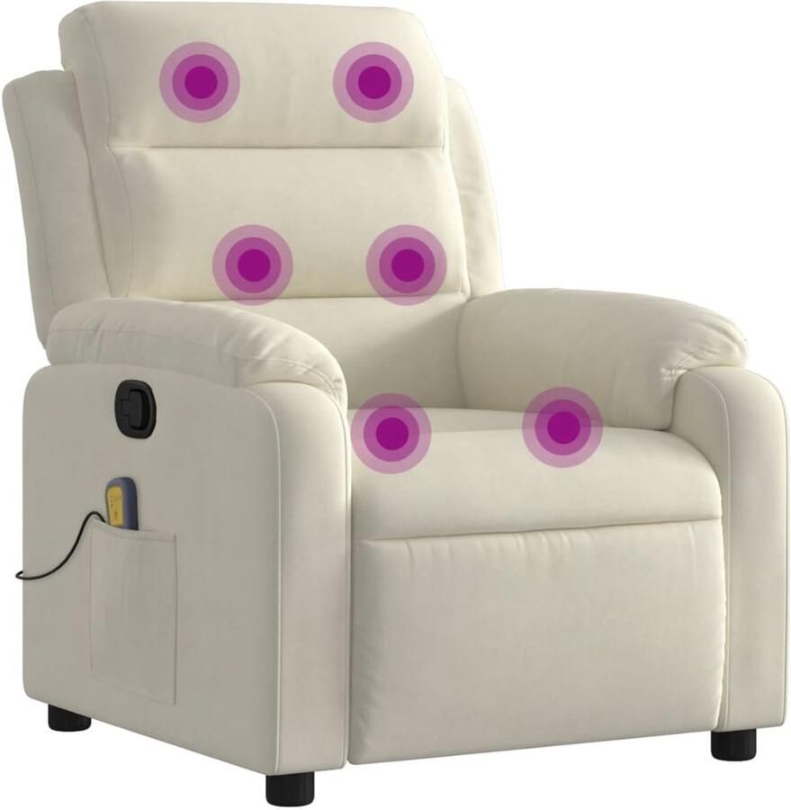 VidaXL Massagestoel verstelbaar fluweel crèmekleurig