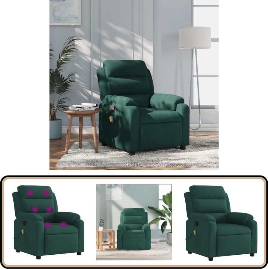 VidaXL Massagestoel Verstelbaar Fluweel Groen Massagestoel Ergonomische Stoel Relaxstoel Lounge Stoel Fluweel Stoel