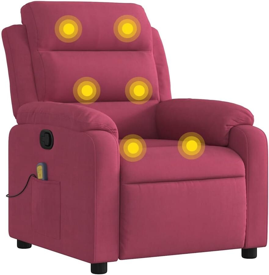 VidaXL Massagestoel verstelbaar fluweel wijnrood