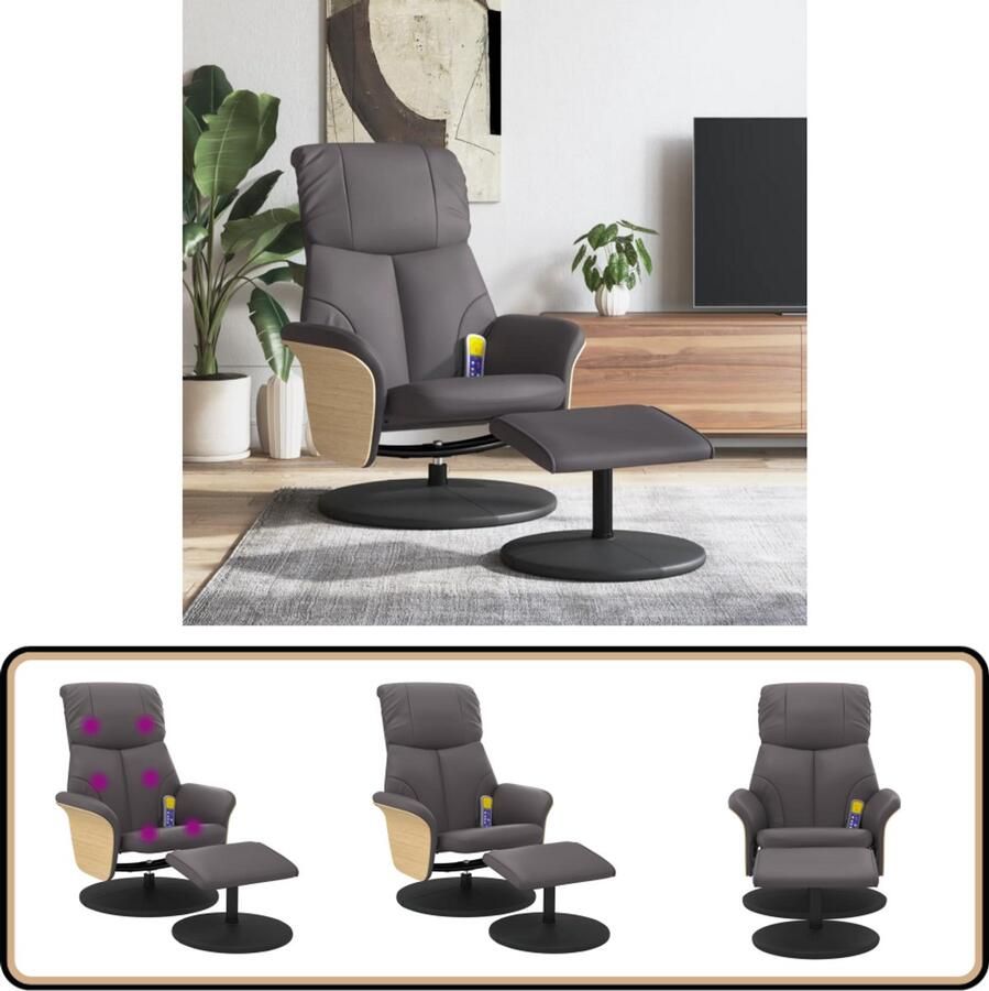 VidaXL Massagestoel Verstelbaar Inclusief Voetenbankje Massagestoel Massagestoelen Massage Fauteuil