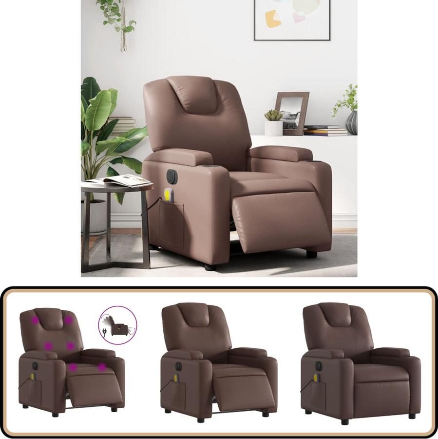 VidaXL Massagestoel Verstelbaar Kunstleer Bruin Massagestoel Elektrische Fauteuil Verstelbare Stoel Massagestoel Bruine Fauteuil