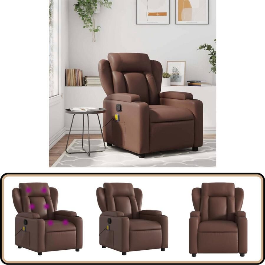 VidaXL Massagestoel Verstelbaar Kunstleer Bruin Massagestoel Ergonomische Stoel Relaxstoel Lounge Stoel Lederlook Stoel