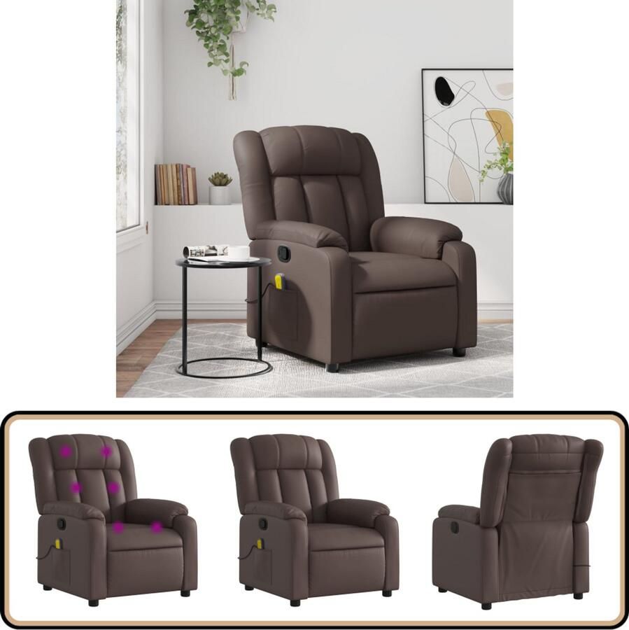 VidaXL Massagestoel Verstelbaar Kunstleer Bruin Massagestoel Massagestoelen Fauteuil Relaxfauteuil