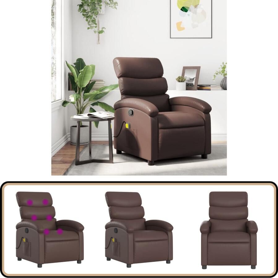 VidaXL Massagestoel Verstelbaar Kunstleer Bruin Massagestoel Verstelbare Stoel Kunstleder Stoel Ergonomische Stoel Relaxstoel