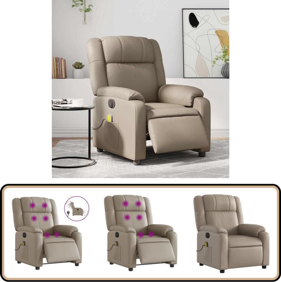 VidaXL Massagestoel Verstelbaar Kunstleer Cappuccino Massagestoel Elektrische Fauteuil Massagebank Loungestoel Relaxstoel