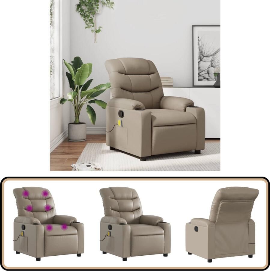 VidaXL Massagestoel Verstelbaar Kunstleer Cappuccino Massagestoel Ergonomische Stoel Lounge Stoel Relaxstoel Kapstok