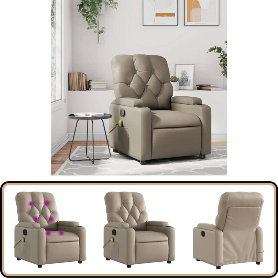 VidaXL Massagestoel Verstelbaar Kunstleer Cappuccino Massagestoel Lounge Stoel Relaxstoel Elektrische Massage Ergonomische Stoel