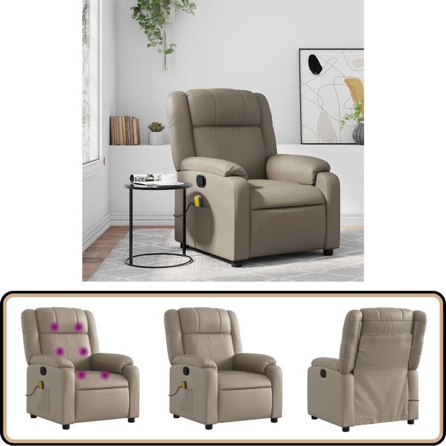 VidaXL Massagestoel Verstelbaar Kunstleer Cappuccino Massagestoel Loungestoel Kapstok Relaxstoel Ergonomische Stoel