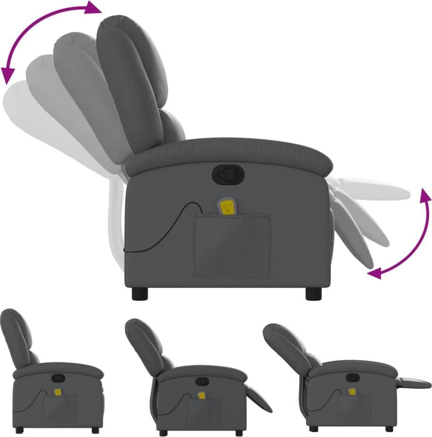 VidaXL Massagestoel verstelbaar kunstleer grijs - Foto 4