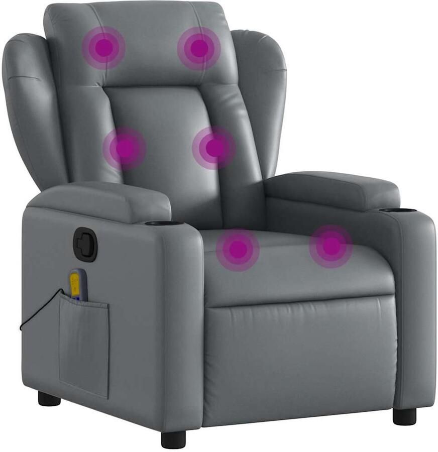 VidaXL Massagestoel verstelbaar kunstleer grijs