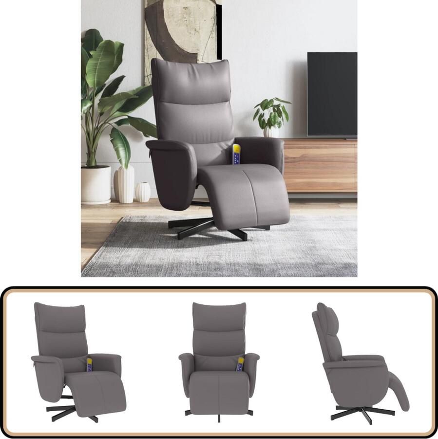 VidaXL Massagestoel Verstelbaar Kunstleer Grijs Massagestoel Massagestoelen Massage Fauteuil