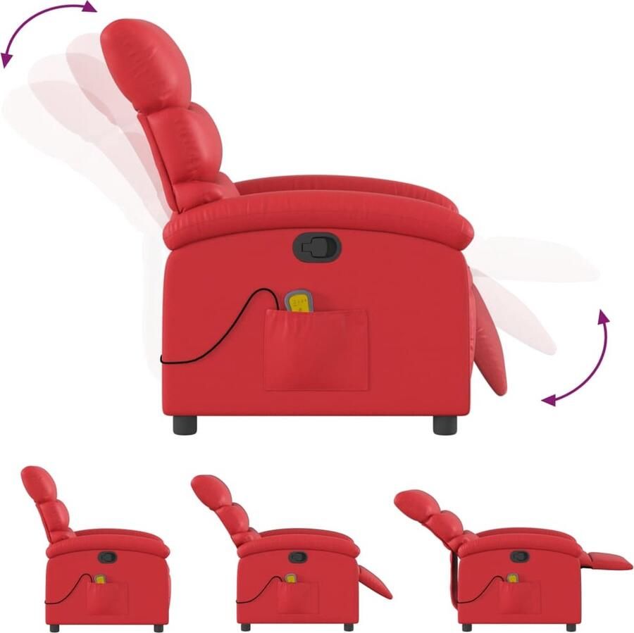 VidaXL Massagestoel verstelbaar kunstleer rood - Foto 3