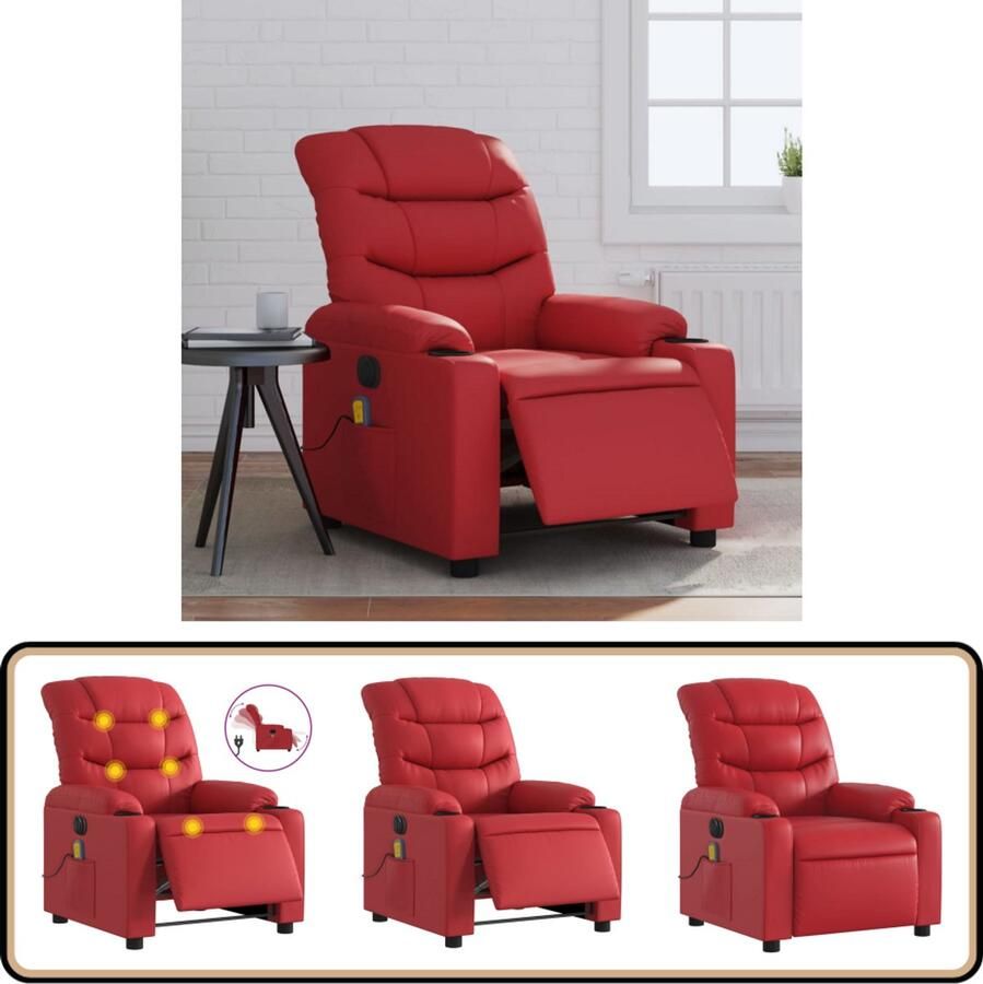 VidaXL Massagestoel Verstelbaar Kunstleer Rood Massagestoel Elektrische Fauteuil Massagebank Loungestoel Relaxstoel