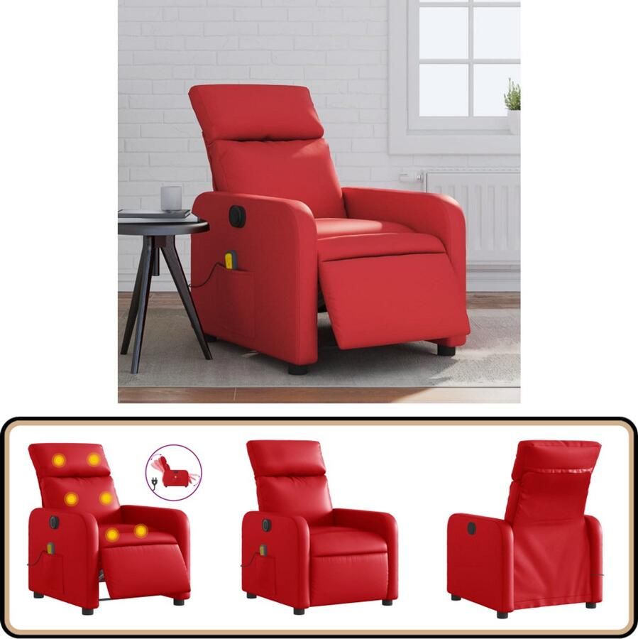 VidaXL Massagestoel Verstelbaar Kunstleer Rood Massagestoel Elektrische Fauteuil Massagestoel Comfortstoeltje Lounge Stoel