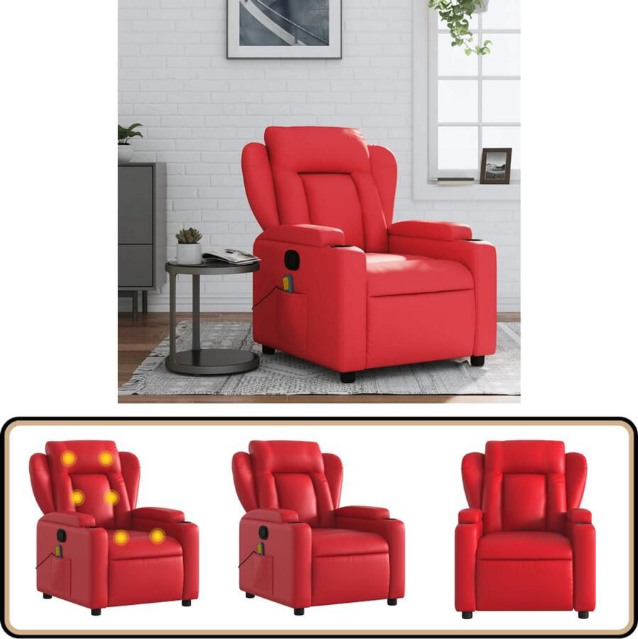 VidaXL Massagestoel Verstelbaar Kunstleer Rood Massagestoel Lounge Stoel Fauteuils Verstelbare Stoel Massage Functie
