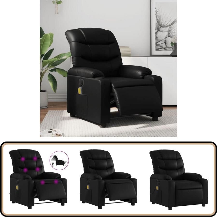 VidaXL Massagestoel Verstelbaar Kunstleer Zwart Elektrische Massagestoel Massagefauteuil Elektrische Verstelbare Stoel Kunstleder Meubilair Relaxstoel