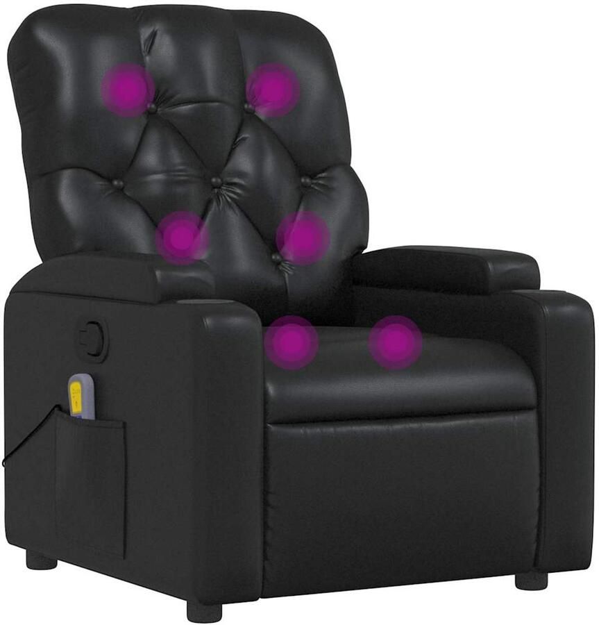 VidaXL Massagestoel Verstelbaar Kunstleer Zwart Massagestoel Massagestoelen Fauteuil Relaxfauteuil