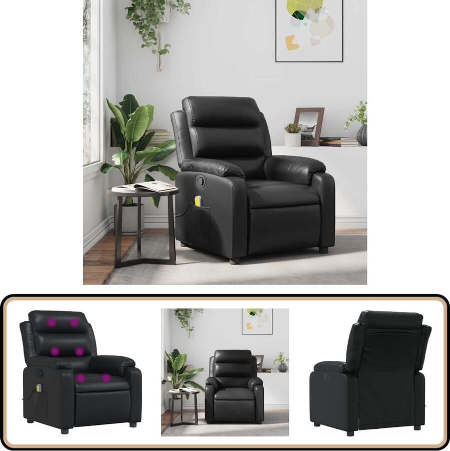 VidaXL Massagestoel Verstelbaar Kunstleer Zwart Massagestoel Ergonomische Stoel Lounge Stoel Relaxstoel Elektrische Massage
