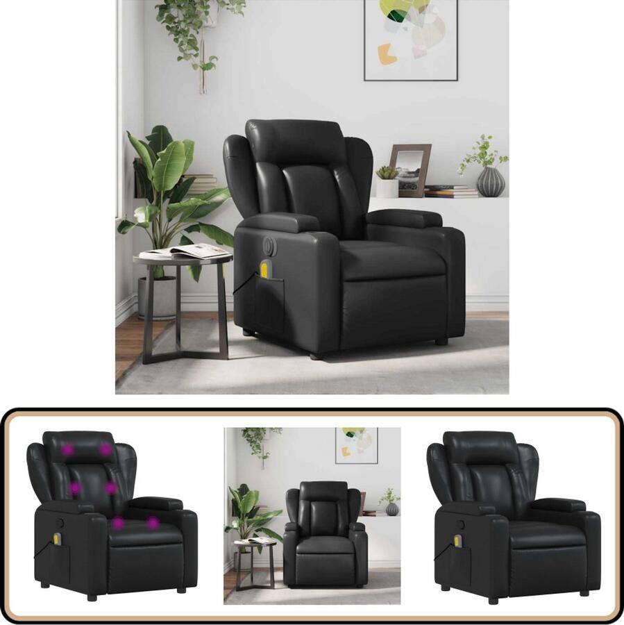 VidaXL Massagestoel Verstelbaar Kunstleer Zwart Massagestoel Ergonomische Stoel Lounge Stoel Relaxstoel Zwarte Stoel