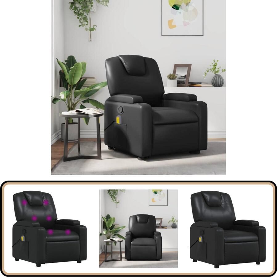 VidaXL Massagestoel Verstelbaar Kunstleer Zwart Massagestoel Ergonomische Stoel Relaxstoel Lounge Stoel Elektrische Massage