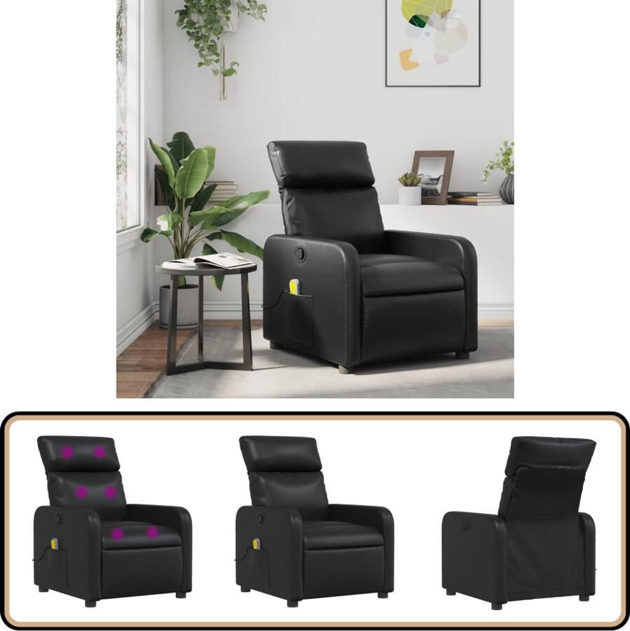 VidaXL Massagestoel Verstelbaar Kunstleer Zwart Massagestoel Ergonomische Stoel Relaxstoel Lounge Stoel Zwarte Stoel