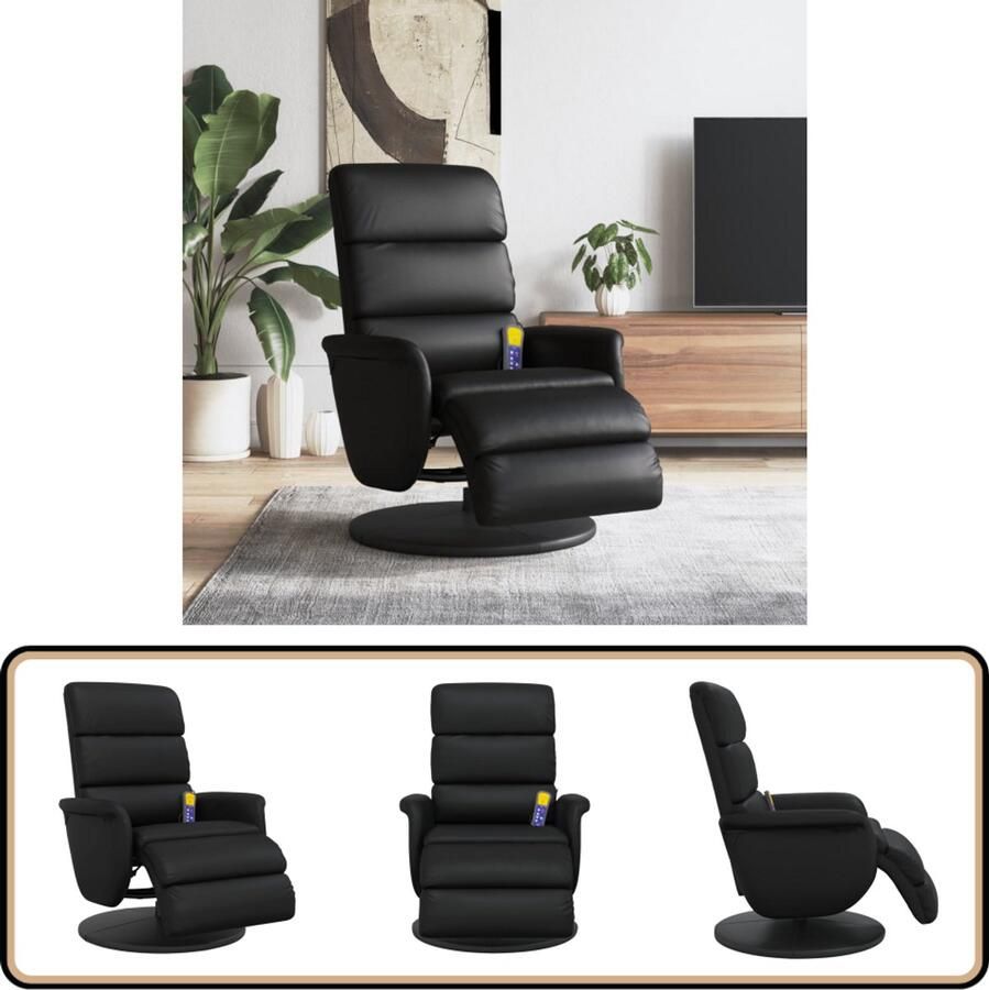 VidaXL Massagestoel Verstelbaar Kunstleer Zwart Massagestoel Ergonomische Stoel Relaxstoel Lounge Stoel Elektrische Massage