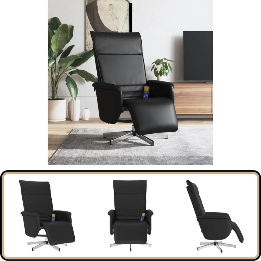 VidaXL Massagestoel Verstelbaar Kunstleer Zwart Massagestoel Massage Fauteuil Elektrische Massagestoel Ergonomische Stoel Relaxfauteuil