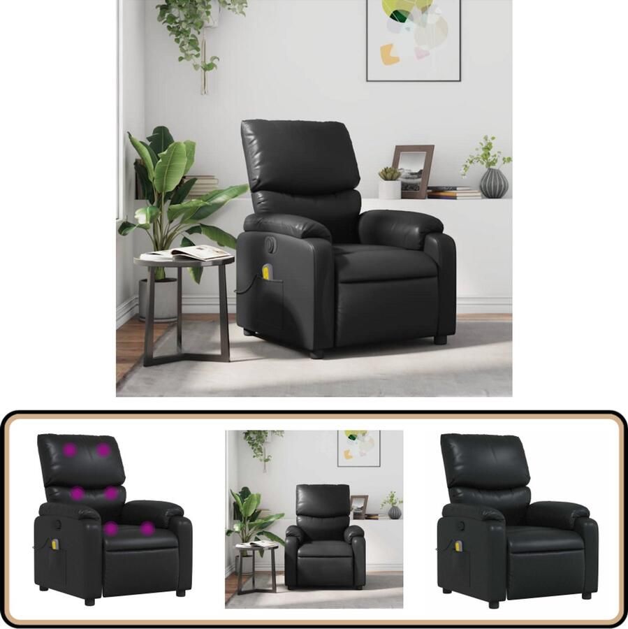 VidaXL Massagestoel Verstelbaar Kunstleer Zwart Massagestoel Massagestoelen Fauteuil Relaxfauteuil