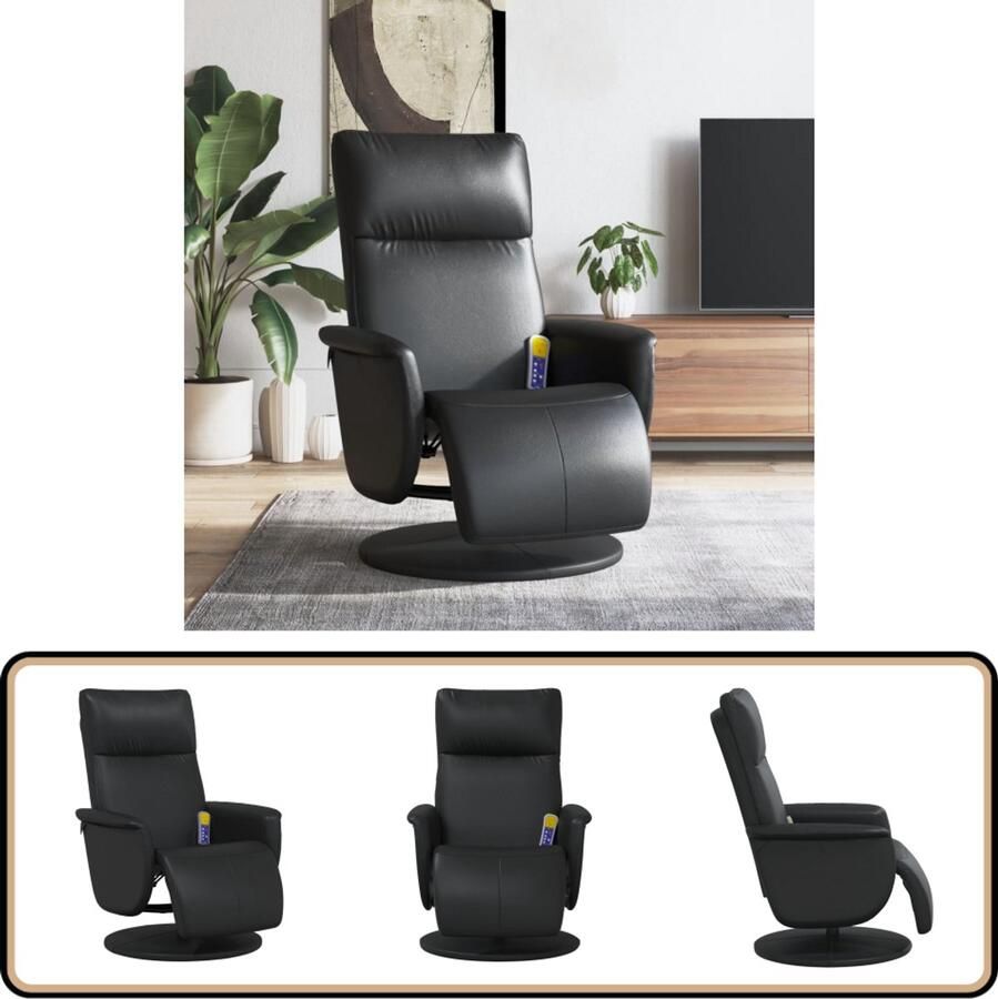 VidaXL Massagestoel Verstelbaar Kunstleer Zwart Massagestoel Massagestoelen Massage Fauteuil