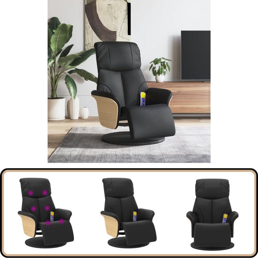 VidaXL Massagestoel verstelbaar Kunstleer Zwart Massagestoel Relaxstoel Ergonomische Stoel Elektrische Massage Wellness