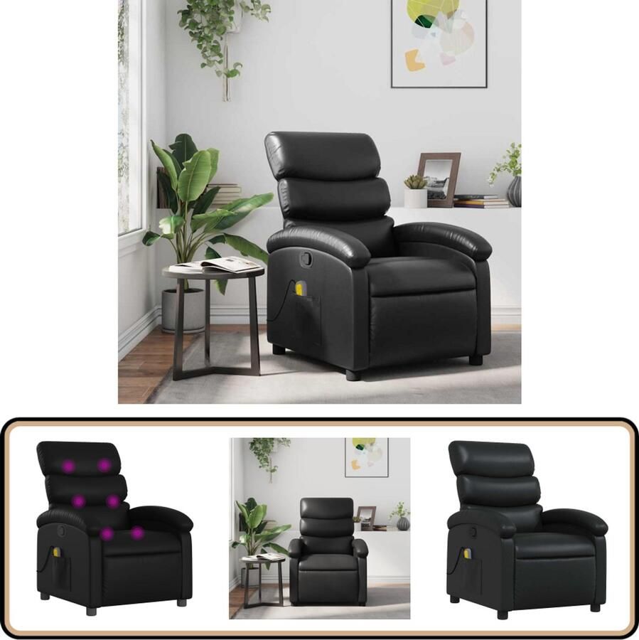 VidaXL Massagestoel Verstelbaar Kunstleer Zwart Massagestoel Relaxstoel Ergonomische Stoel Lounge Stoel Elektrische Massage