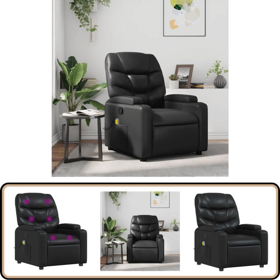 VidaXL Massagestoel Verstelbaar Kunstleer Zwart Massagestoel Relaxstoel Loungestoel Elektrische Massage Functie