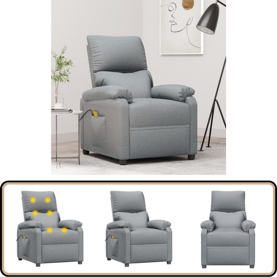 VidaXL Massagestoel Verstelbaar Lichtgrijs Massage Fauteuil Elektrische Massagestoel Relaxfauteuil Ergonomische Stoel Wellnessstoeltje - Foto 2