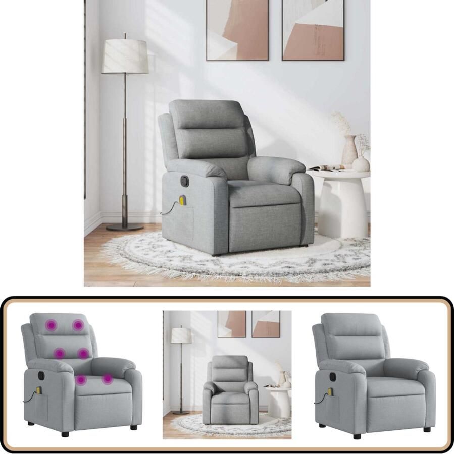 VidaXL Massagestoel Verstelbaar Lichtgrijs Massagestoel Lounge Stoel Relaxstoel Elektrische Massage Wellness
