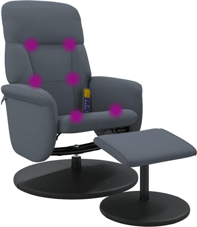 VidaXL Verstelbare Massagestoel Verstelbare Massagestoelen Massage Fauteuil Massagestoel verstelbaar met voetenbank fluweel donkergrijs