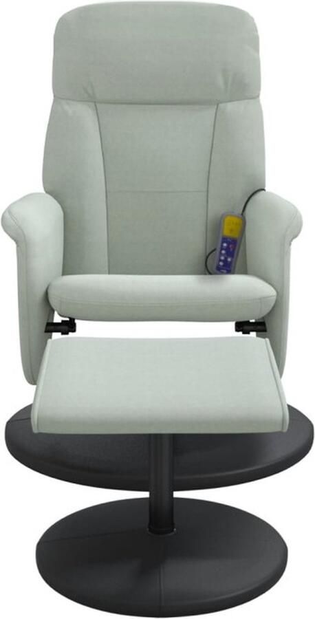 VidaXL Massagestoel verstelbaar met voetenbank fluweel lichtgrijs - Foto 2