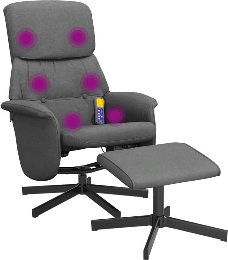 VidaXL Massagestoel met voetenbank Donkergrijs Verstelbaar Massagestoel Relaxstoel Ergonomische Stoel Lounge Stoel Elektrische Massage