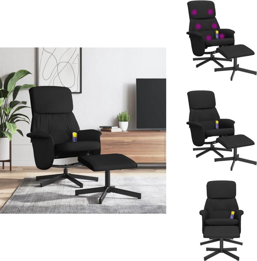 VidaXL Massagestoel Massagestoelen Massage Fauteuil Massagestoel verstelbaar met voetenbank stof zwart