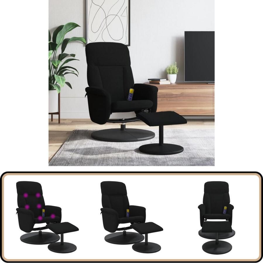 VidaXL Massagestoel Verstelbaar met Voetenbank Zwart Massagestoel Ergonomische Stoel Relaxstoel Lounge Stoel Zitzak