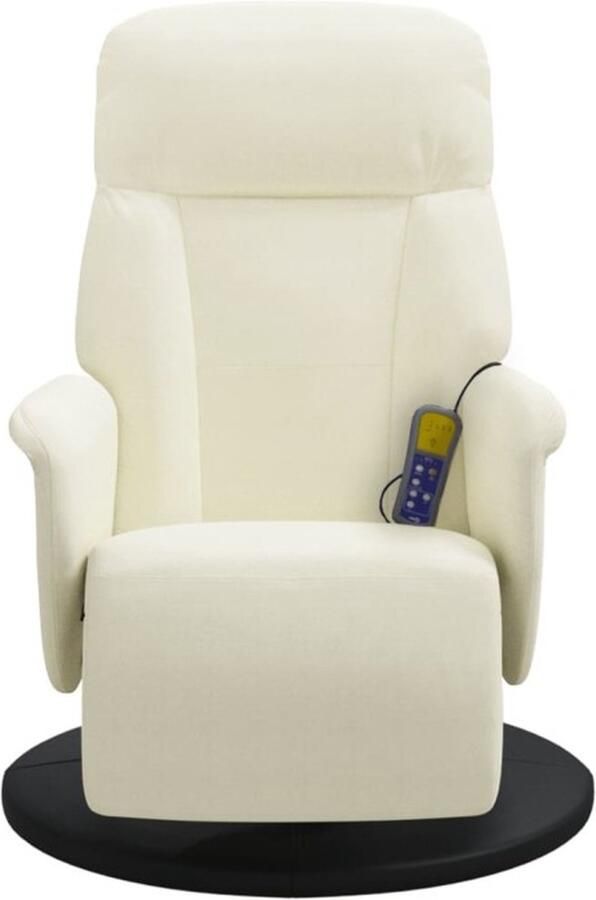 VidaXL Massagestoel verstelbaar met voetensteun fluweel crèmekleurig - Foto 2