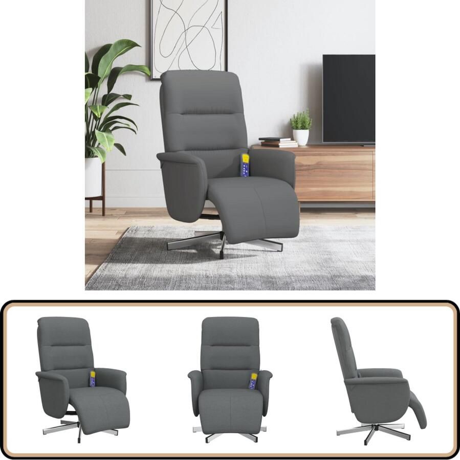 VidaXL Massagestoel Verstelbaar met Voetensteun Grijs Massagestoel Ergonomische Stoel Relaxstoel Lounge Stoel Elektrische Massage