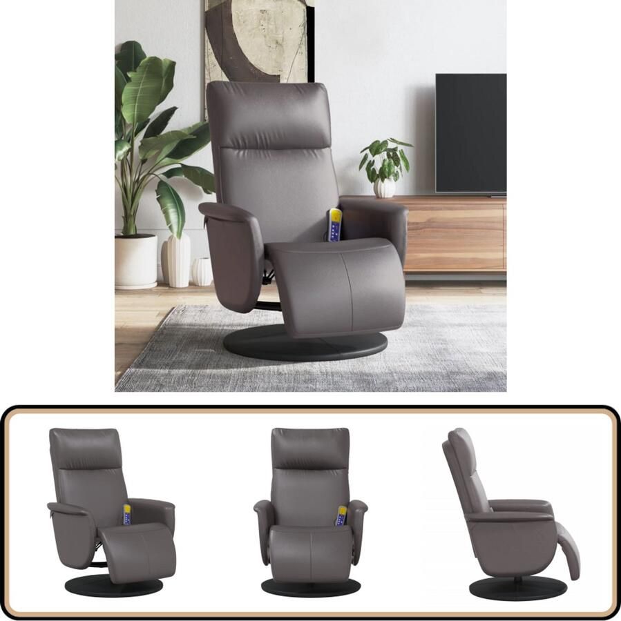 VidaXL Massagestoel Verstelbaar met Voetensteun Grijs Massagestoel Ergonomische Stoel Relaxstoel Lounge Stoel Elektrische Massage