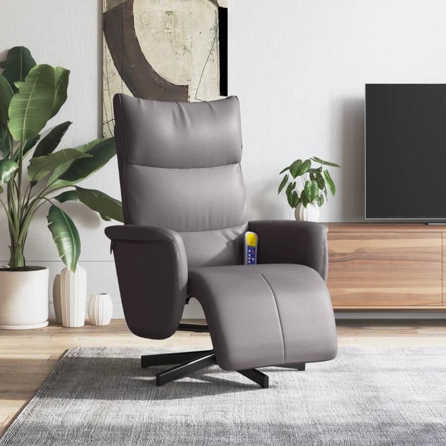 VidaXL Massagestoel Massagestoelen Massage Fauteuil Massagestoel verstelbaar met voetensteun kunstleer grijs